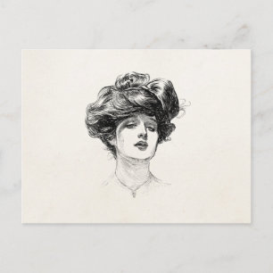  Gibson Girl Edwardian Retro Woman Portret Briefkaart