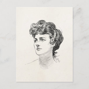  Gibson Girl Edwardian Retro Woman Portret Briefkaart