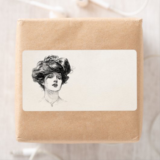  Gibson Girl Edwardian Retro Woman Portret Etiket (Insitu)