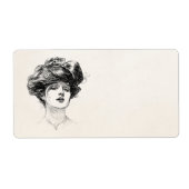  Gibson Girl Edwardian Retro Woman Portret Etiket (Voorkant)