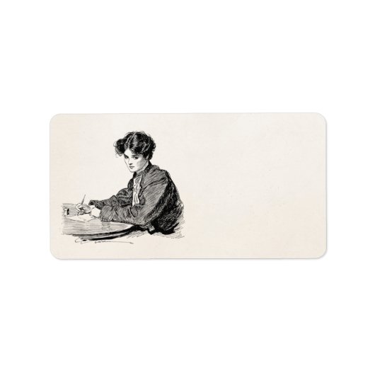  Gibson Girl Edwardian Woman Schrijfbrief Etiket (Voorkant)
