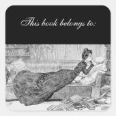 Gibson Girl leest een boek Vierkante Sticker (Voorkant)