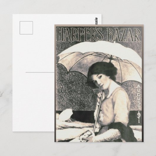 Gibson Girl met Umbrella 1911 Magazine Hoesje Briefkaart (Voorkant / Achterkant)