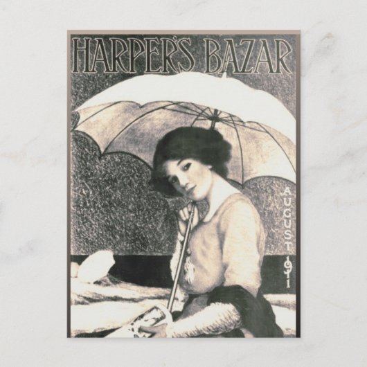 Gibson Girl met Umbrella 1911 Magazine Hoesje Briefkaart (Voorkant)