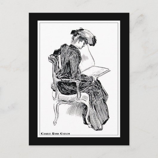 Gibson Girl Reading Briefkaart (Voorkant)
