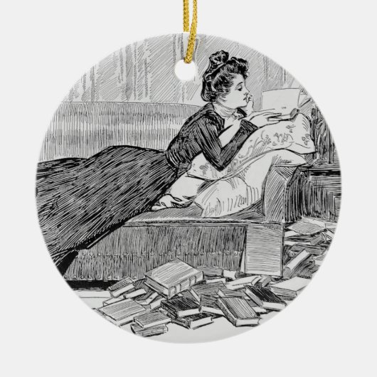 Gibson Girl Reading Keramisch Ornament (Voorkant)