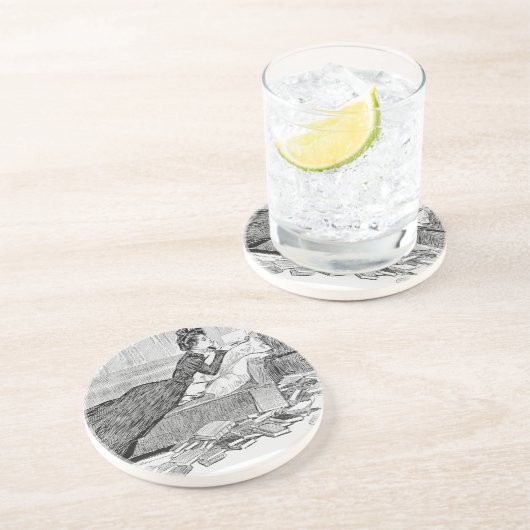 Gibson Girl Reading Zandsteen Onderzetter (Zijkant)