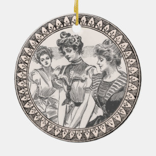  Gibson Girls Antiek illustratie Keramisch Ornament