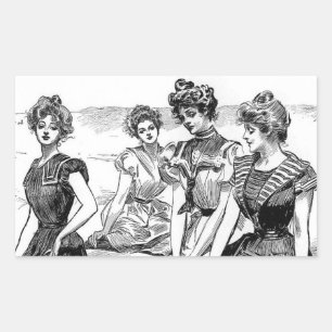 Gibson Girls bij het strand Rechthoekige Sticker