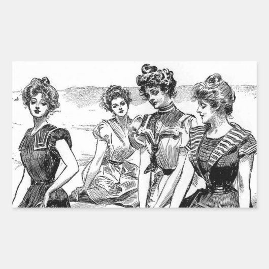 Gibson Girls bij het strand Rechthoekige Sticker (Voorkant)