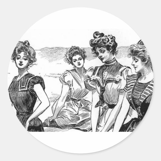 Gibson Girls bij het strand Ronde Sticker (Voorkant)
