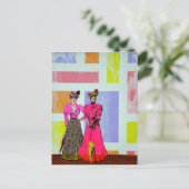 Gibson Girls in een Mondriaan Pattern Briefkaart (Staand voorkant)