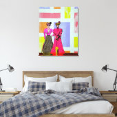 Gibson Girls in een Mondriaan Pattern Canvas Afdruk (Insitu (Slaapkamer))