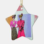 Gibson Girls in een Mondriaan Pattern Keramisch Ornament (Links)
