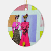 Gibson Girls in een Mondriaan Pattern Keramisch Ornament (Links)