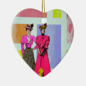 Gibson Girls in een Mondriaan Pattern Keramisch Ornament (Rechts)