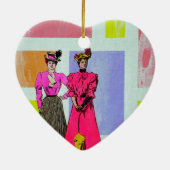Gibson Girls in een Mondriaan Pattern Keramisch Ornament (Achterkant)