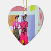 Gibson Girls in een Mondriaan Pattern Keramisch Ornament (Links)