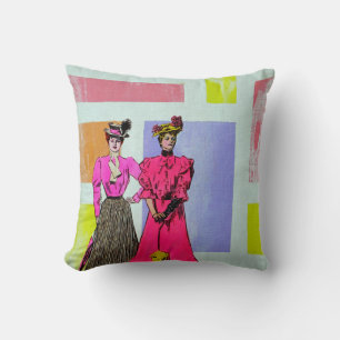 Gibson Girls in een Mondriaan Pattern Kussen