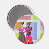Gibson Girls in een Mondriaan Pattern Magneet (Voorkant / Achterkant)