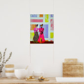 Gibson Girls in een Mondriaan Pattern Poster (Keuken)