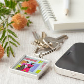 Gibson Girls in een Mondriaan Pattern Sleutelhanger (Zijkant)