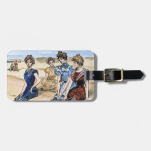 Gibson Girls op het strand, 1900 Bagagelabel