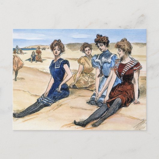 Gibson Girls op het strand, 1900 Briefkaart (Voorkant)