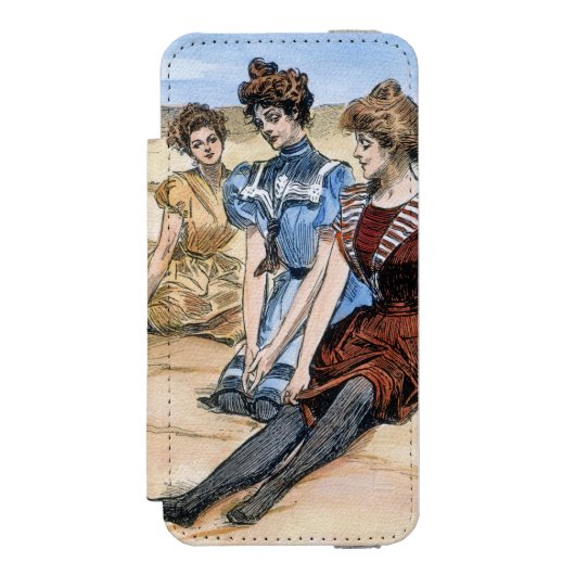 Gibson Girls op het strand, 1900 Incipio iPhone Portemonnee Hoesje (Voorkant Agenda)