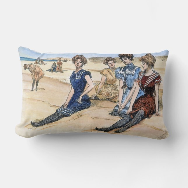 Gibson Girls op het strand, 1900 Kussen (Voorkant)