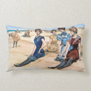 Gibson Girls op het strand, 1900 Kussen