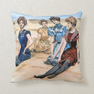 Gibson Girls op het strand, 1900 Kussen