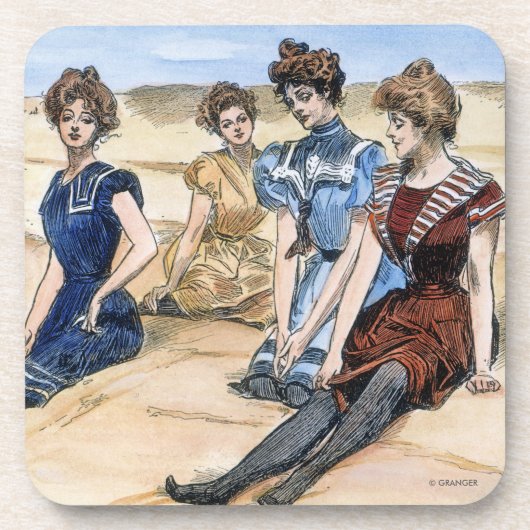 Gibson Girls op het strand, 1900 Onderzetter (Voorkant)