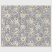 Gibson girls Victorian woman gray peach pattern Cadeaupapier (Vlak)
