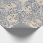 Gibson girls Victorian woman gray peach pattern Cadeaupapier (Hoek)