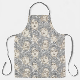 Gibson girls Victorian woman gray peach pattern Schort