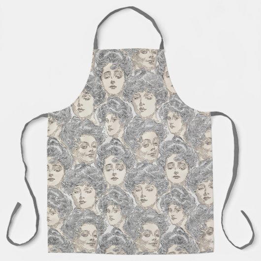 Gibson girls Victorian woman gray peach pattern Schort (Voorkant)