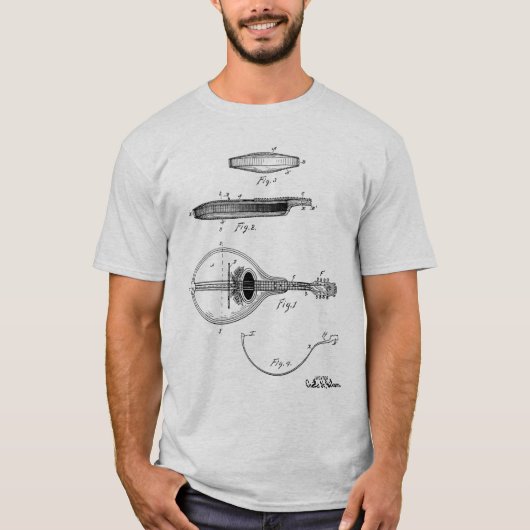 Gibson mandolin patent tekening T-shirt (Voorkant)