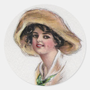 Gibson Meisje in Pet en Groen Stropdas Ronde Sticker