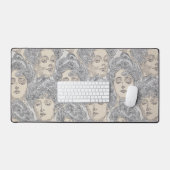 Gibson meisje Victoriaans patroon grijze perzik  Bureaumat (Keyboard & Muis)