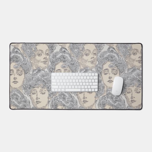 Gibson meisje Victoriaans patroon grijze perzik  Bureaumat (Keyboard & Muis)