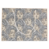 Gibson meisje Victoriaans patroon grijze perzik  Groot Cadeauzakje (Achterkant)