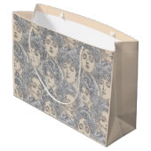 Gibson meisje Victoriaans patroon grijze perzik  Groot Cadeauzakje (Achterkant Gekanteld)