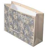 Gibson meisje Victoriaans patroon grijze perzik  Groot Cadeauzakje (Voorkant Gekanteld)