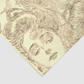 Gibson meisje Victoriaans patroon sepia goud Tissuepapier (Detail)