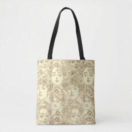 Gibson meisjes goudcrème  patroon Victoriaans Tote Bag