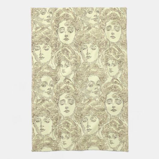 Gibson meisjes goudcrème  Victoriaans patroon Theedoek (Verticaal)