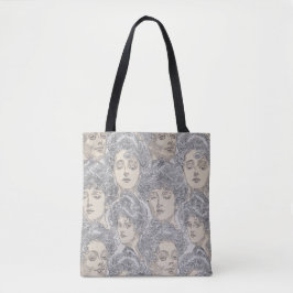 Gibson meisjes grijze perzik Victoriaans  patroon Tote Bag