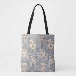 Gibson meisjes grijze perzik Victoriaans patroon Tote Bag