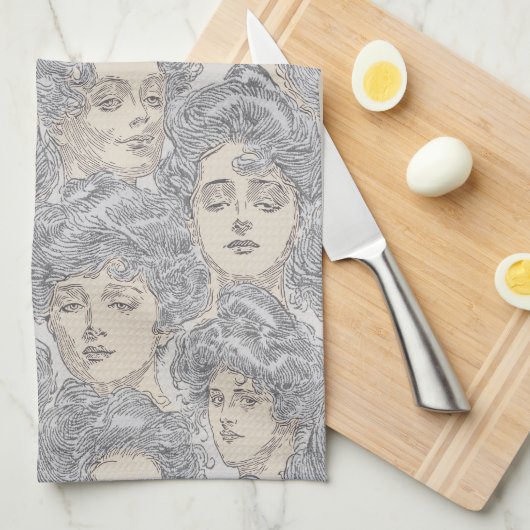 Gibson meisjes Victoriaans grijs perzik Theedoek (Quarter Fold)